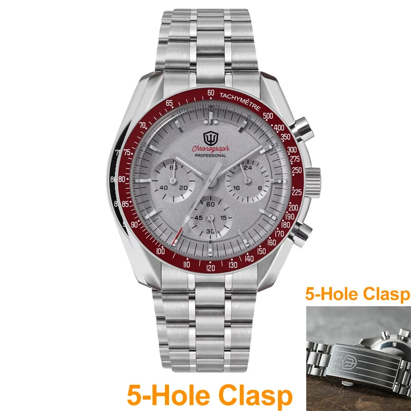 Watchdives WD1863 39mm VK63 Chronograph Watch, OTF Clasp, Sweep Quartz Movement, Sapphire, Luminous, 100m Waterproof