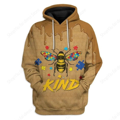Sweat à capuz vintage para homem com padrão de lobo e abelha, estampado 3D, sweatshirt de moda, casaco para rapaz e mulher, fato de treino 6XL