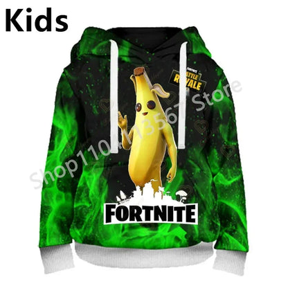 Sudaderas con capucha Llama Battle Royale F-Fortnited con estampado 3D para hombre, mujer y niños, sudaderas para niño y niña, pulóver streetwear verde