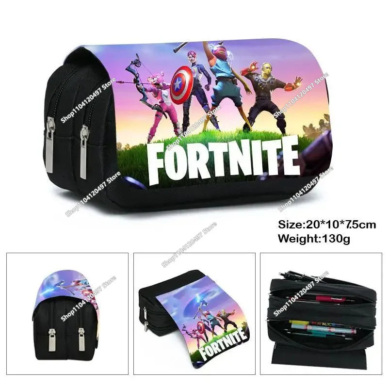Fortnite Federmäppchen für Kinder – multifunktionale Schreibwarenbox, große Kapazität, doppellagige Schreibwarentasche
