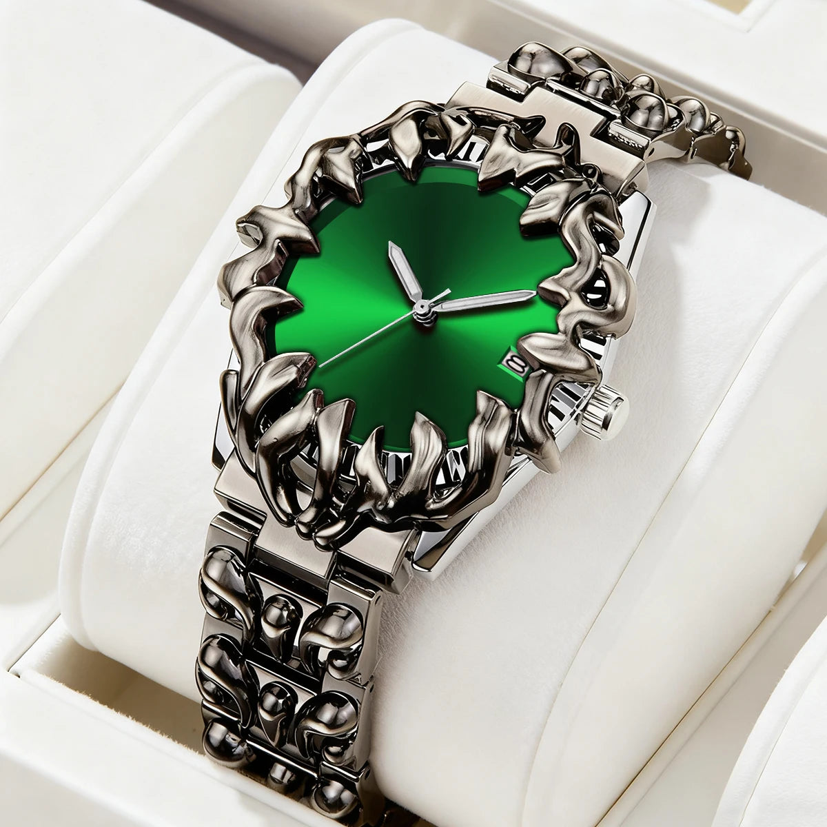 Sports Men Watch Fashion Man Stainless Steel Quartz Movement Red Clock Top Brand Halloween Creative Military Watch for Men reloj