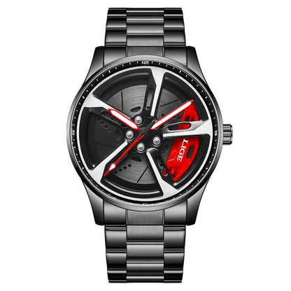 Montre pour homme de luxe LIGE – Modèle à cadran rotatif, étanche, en acier inoxydable, avec affichage lumineux – Idée cadeau pour homme (Halloween)