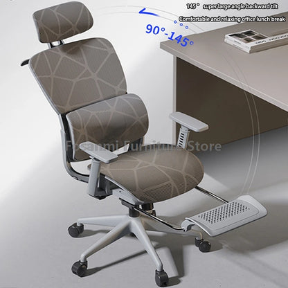 Cadeira de escritório em malha respirável para computador com apoios de braços e apoio lombar, cadeira ergonómica ajustável para secretária, casa e gaming, com encosto de cabeça