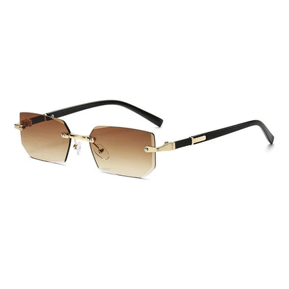 Trendy Rimless Sunglasses for Men Women Fashion Frameless Rectangle Sun Glasses Retro UV400 Shades Summer Goggles Eyewear