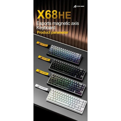 Attack Shark X68 HE Gaming Keyboard Magnetic Mechanical Wired for Pro Gaming 0.01mm Rapid Trigger 8000Hz 128K Rate