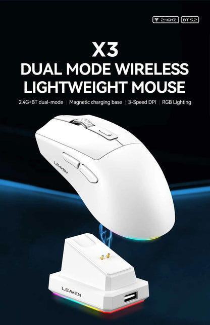 X3 Wireless Bluetooth Mouse 2.4G Dual-Mode Connection, DPI Adjustable, Lightweight Gaming Mouse, RGB Light, 300mAh Battery Capacity