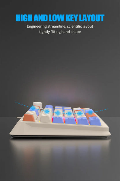 Teclado Gaming K81 com 81 Teclas, Layout 80%, Espanhol, Russo, Coreano e Árabe, USB com Fio, Luz RGB, Botão de Volume, Ergonómico