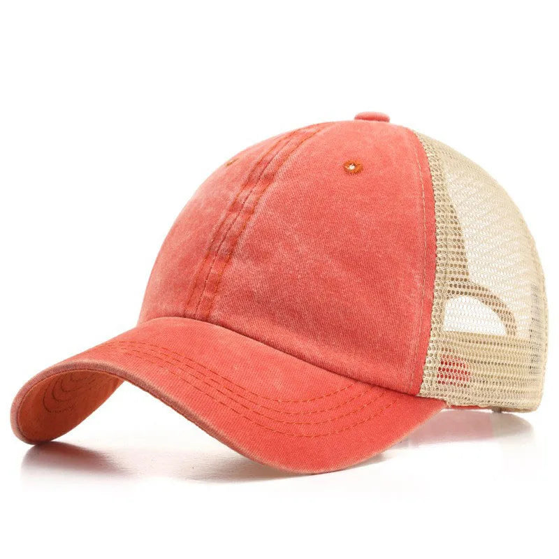 Custom Logo Blank Baseball Cap For Men Summer Breathable Mesh Hat Women Vintage Washed Distressed Trucker Sun Hats