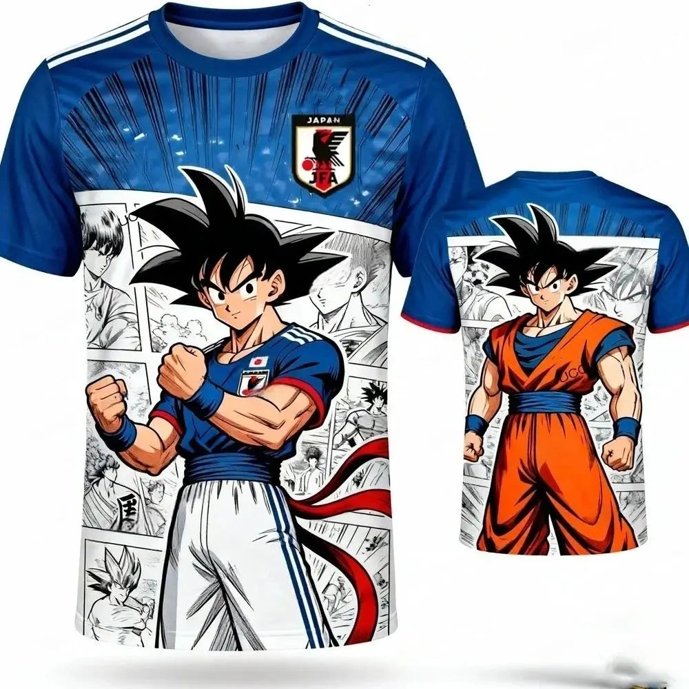 2026 New Japanese Anime Dragon Ball Z Special Edition Soccer Jersey for Kids Goku 3D Printed T-shirt Men's Soccer Training Suit