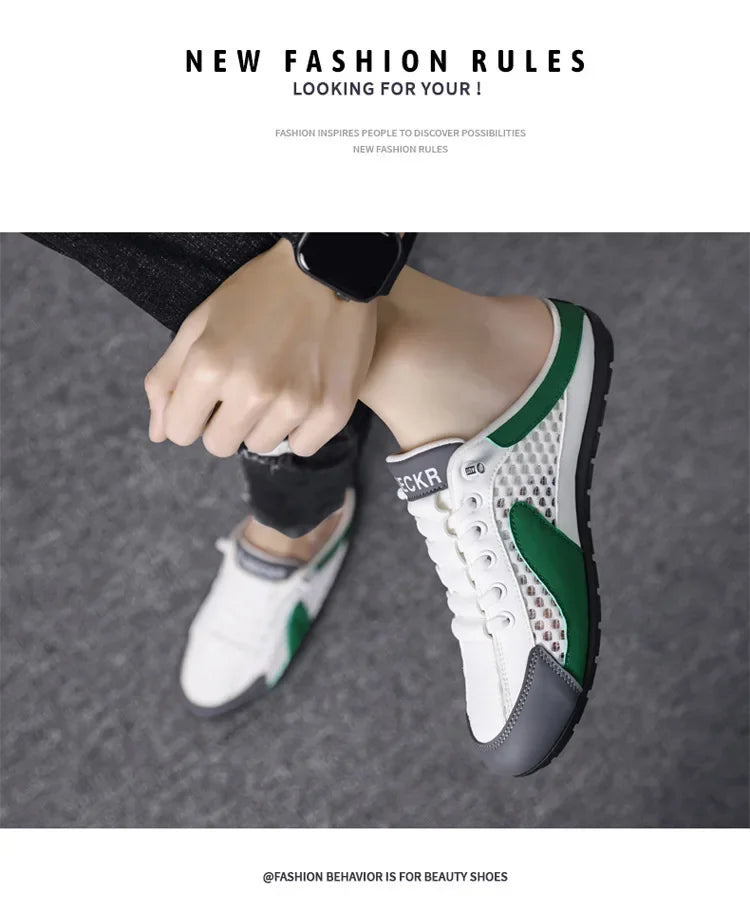 Slip-On-Sportschuhe für Herren mit Schnürung, atmungsaktivem Mesh, unisex, für Frühling und Herbst, niedrig geschnitten, flach, schnell und einfach anzuziehen