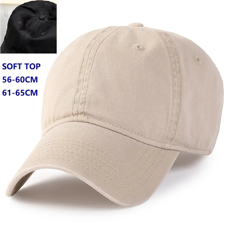 Big Head Plus Size Baseball Cap 100% Cotton Fits Men Women Adjustable Dad Hat Oversize 58-60cm 61-65cm