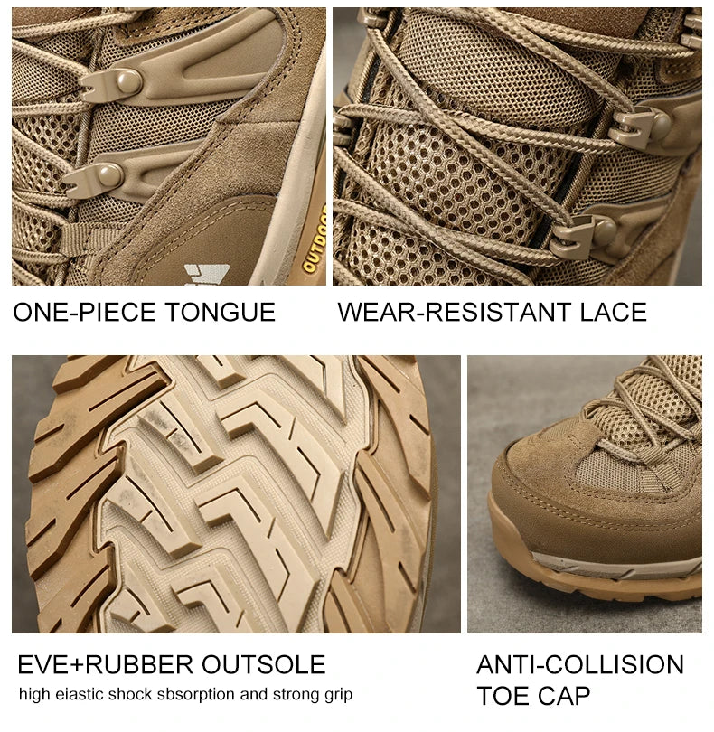 HIKEUP Non-Slip Wear-Resistant Outdoor Hiking Shoes, Breathable Splashproof Climbing Sneakers for Men, Trekking, Tourism, Mountain Shoes