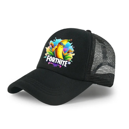 Gorra de béisbol Fortnite con estampado de juego estilo cartoon para niños, gorra de malla transpirable de verano, visera ajustable, regalo de cumpleaños para niños