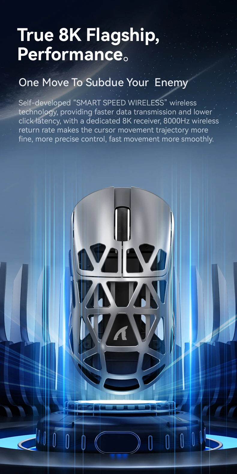 Mouse da gaming wireless Attack Shark R2 PAW3950 8K in lega di magnesio, leggero, Bluetooth tri-mode per gaming/ufficio