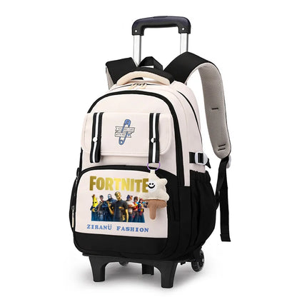Fortnite Schüler-Rollrucksack mit großem Fassungsvermögen, wasserdichtem, leichtem Design, minimalistischer Laptop-Schultasche und lässiger Reisetasche