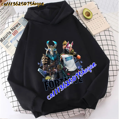 FORTNITED Kinder-Langarm-Hoodie für Mädchen und Jungen, Streetwear, Pullover-Sweatshirt für Babys, Anime-Mode, Kinderoberteil, Geschenk