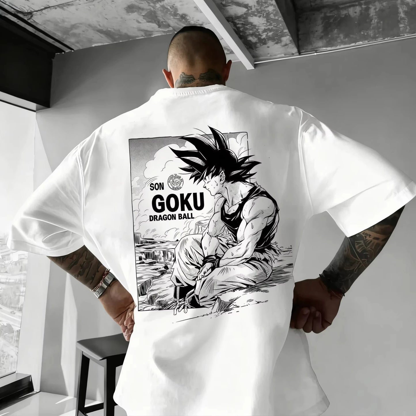 T-shirt oversize Dragon Ball Estate 2026 con cavo di alimentazione, Piccolo Goku, stampa artistica, casual neutro Y2K