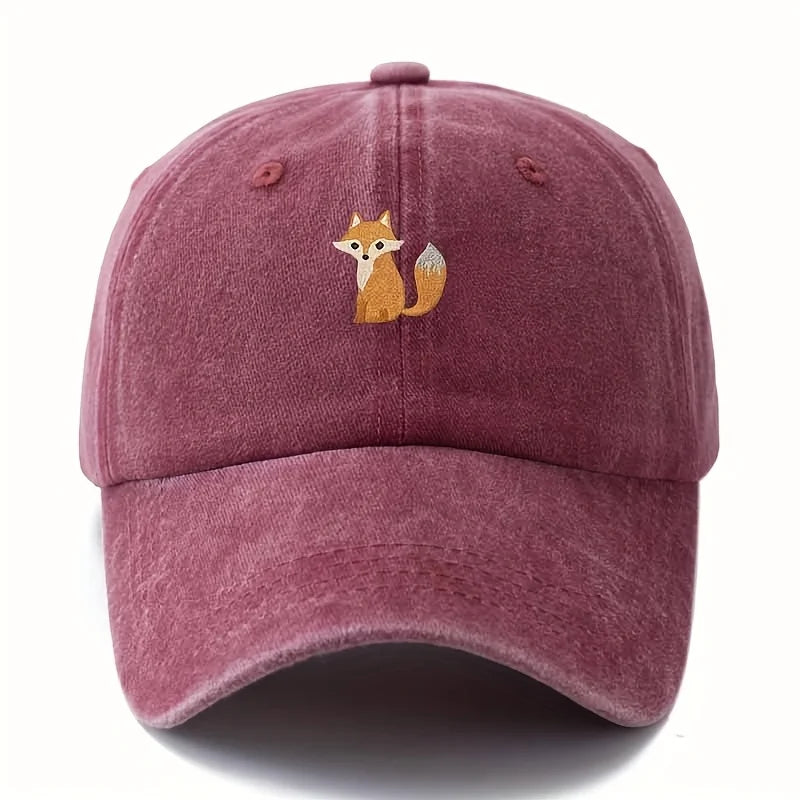 Boné de baseball estampado com padrão de raposa adorável para moda casual do dia a dia, chapéu versátil para deslocações urbanas, adequado para homem e mulher