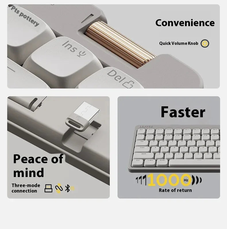 Lofree Flow Lite Wireless Mechanical Keyboard&PU Bag Lighter&Silenter POM Switch 2.4G Bluetooth&Wired Office Typing Gasket 84key