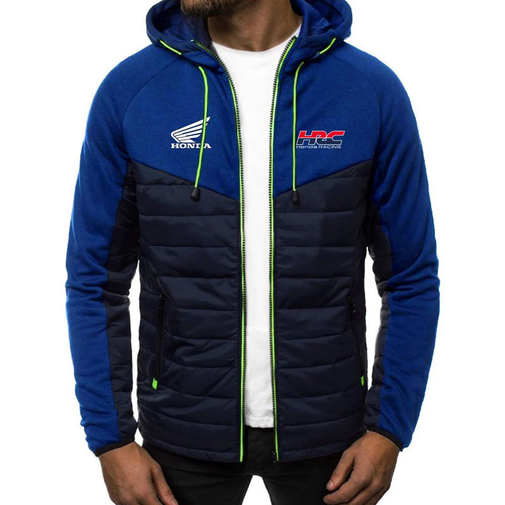 2025 Spring And Autumn Comfortable Jacket Slim Coat Men's New Seven-color Cotton-padded Honda racing Print Patchwork Hoodies