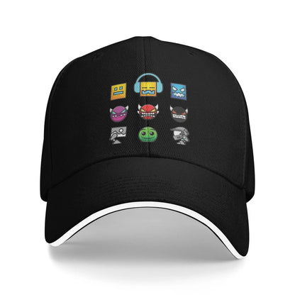 Geometry Gaming Cube Dash Baseball Caps Hip Hop Extreme Demon Sandwich Cap Unisex Style Adjustable Dad Hat Running Golf