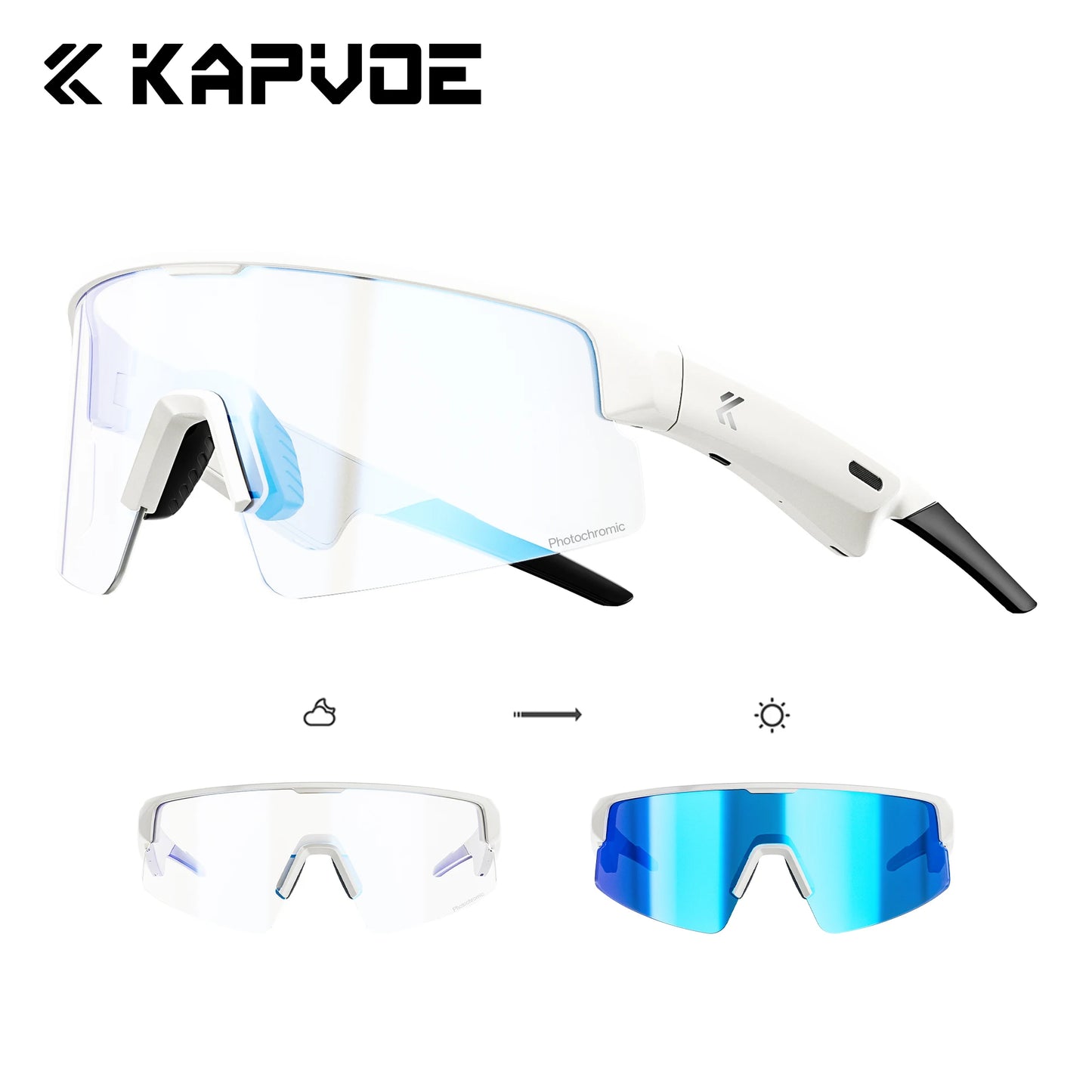 Kapvoe Bluetooth Sunglasses Smart Cycling Glasses Wireless UV400 Protection Goggles Telephone MP3 Sports Cycling Glasses Men