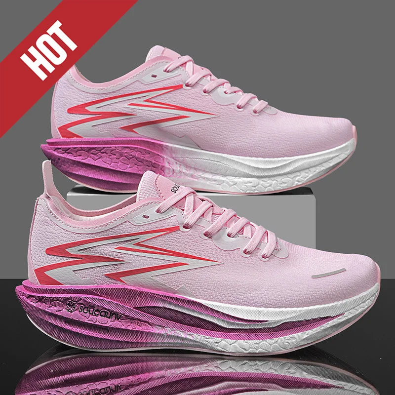 Zapatillas de running nuevas con placa de carbono para maratón, deportivas para hombre, transpirables y ligeras, zapatillas deportivas cómodas antideslizantes para mujer, estilo casual