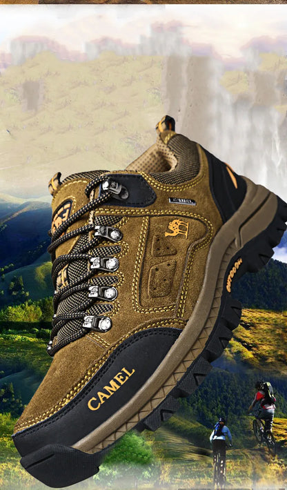 Suede Leather Men Hiking Shoes Outdoor Trail Trekking Sneakers Men Non-slip Breathable Climbing Shoes Men Mountain Sports Shoes