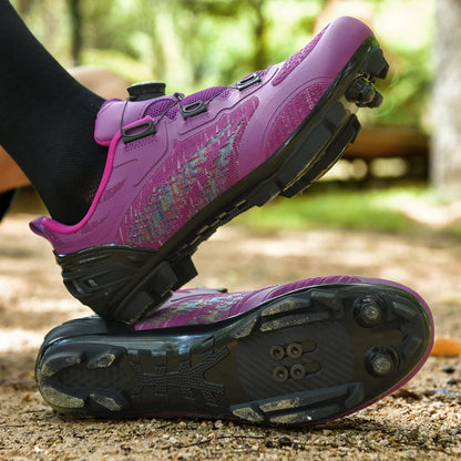 MTB Cycling Shoes for Men and Women T03 Purple Breathable Speed Self-Locking Road Cycling Sports Shoes Outdoor Racing Training Sneakers