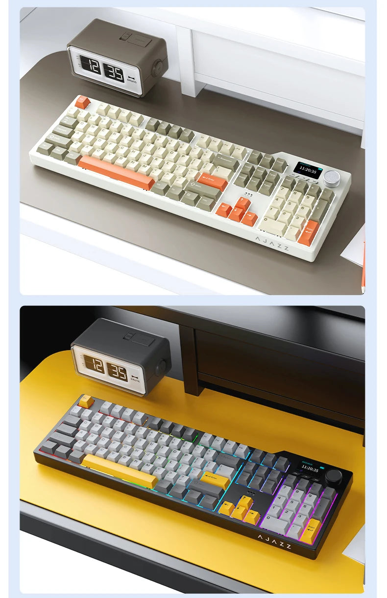 Neue AJAZZ AK35I V3 MAX Tri-Mode kabelgebundene Bluetooth-Wireless-Gaming-Tastatur mit Gasket-Struktur, Full-Key-Hot-Swap, 104 Tasten, individuell anpassbare Tastatur