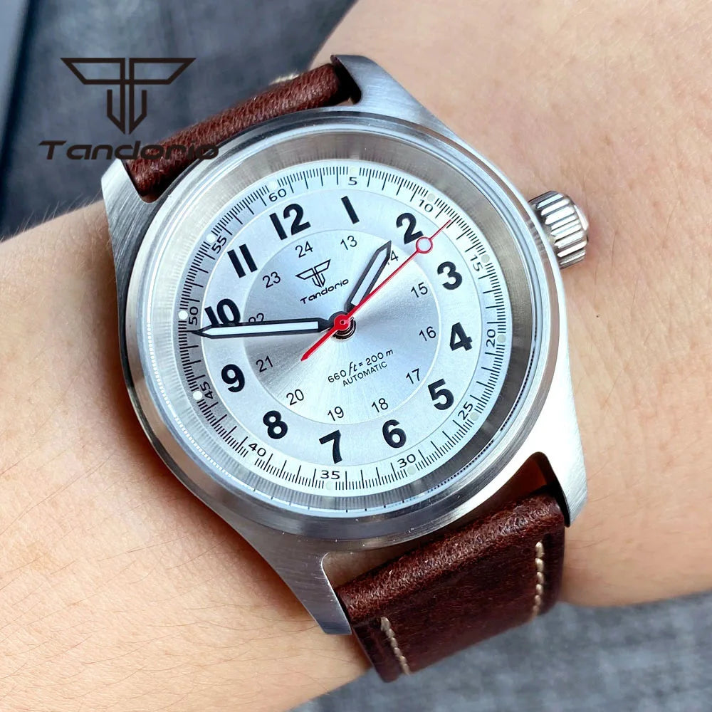 Tandorio 36mm Fashion 20BAR automatische Taucher- und Pilotenuhr für Herren und Damen, NH35/PT5000/Miyota8215 Uhrwerk, Saphir-Armbanduhr, grüne Leuchtmasse