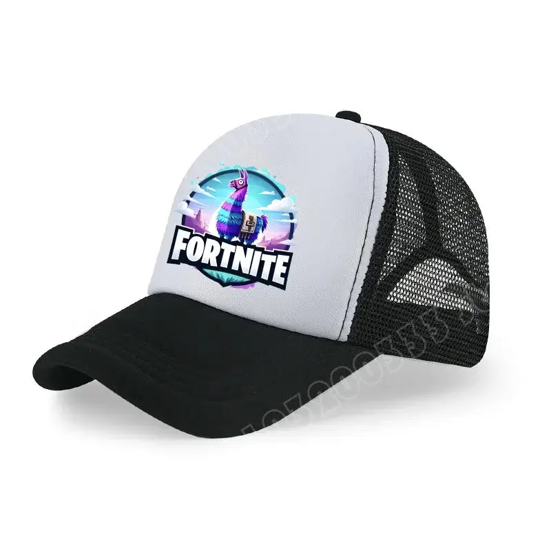 Gorra de béisbol Fortnite con estampado de juego estilo cartoon para niños, gorra de malla transpirable de verano, visera ajustable, regalo de cumpleaños para niños