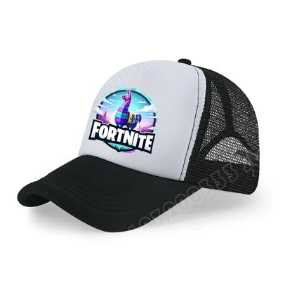 Gorra de béisbol Fortnite con estampado de juego estilo cartoon para niños, gorra de malla transpirable de verano, visera ajustable, regalo de cumpleaños para niños