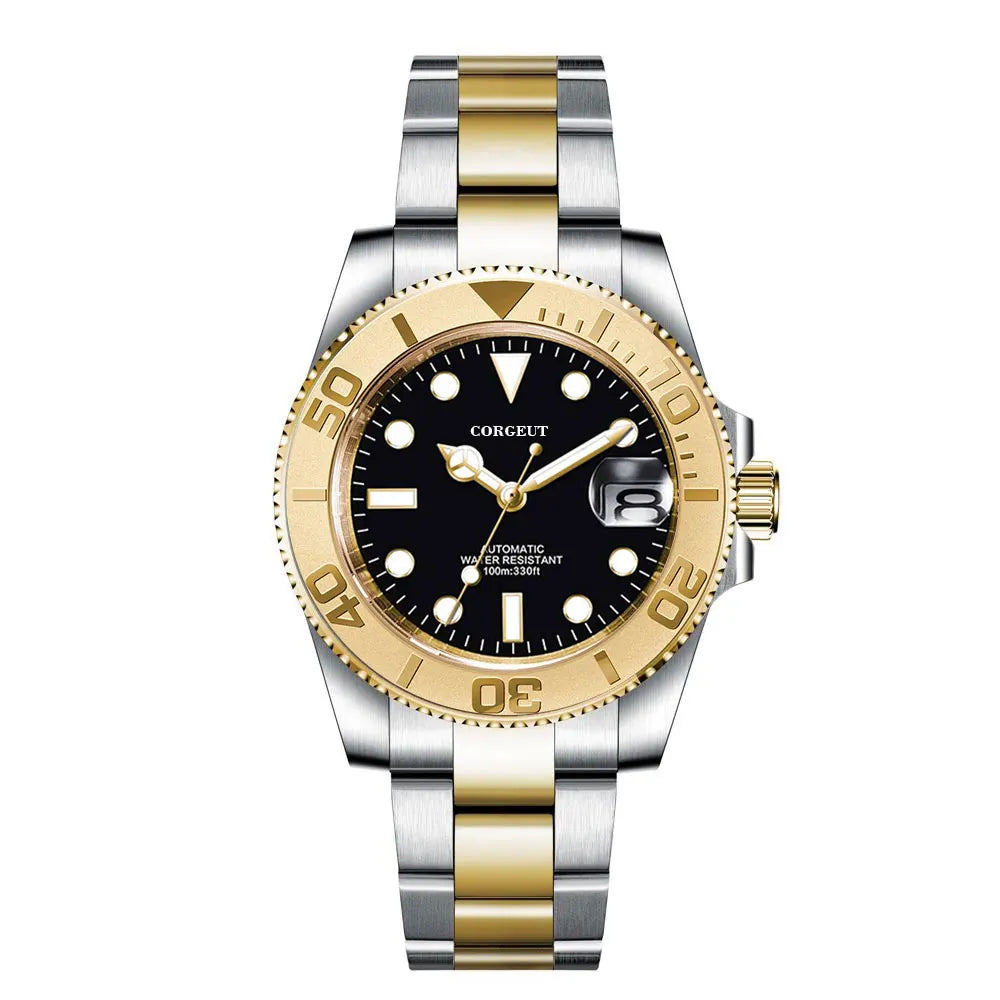 Custom logo NH35 MIYOTA 8215 Automatic Men Watch Luxury Diver Two Tone Gold 316L Stainless Steel Sapphire 10ATM Sterile Sunburs