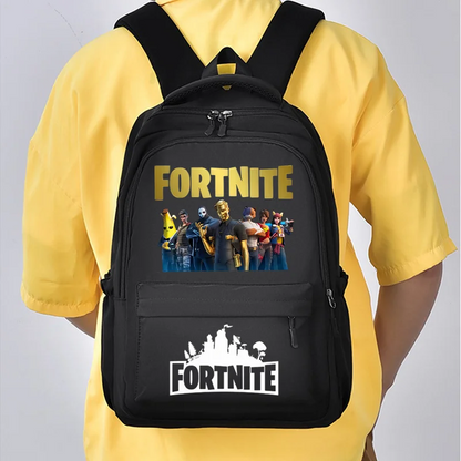 Mochila Fortnite para Crianças, Portátil e de Grande Capacidade, Mala Escolar de Estudante com Estampado Cartoon e Alças de Ombro, Material Escolar para Rapazes, Presente