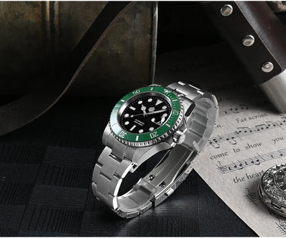 San Martin Watch New Upgraded Sub Men's PT5000 ST2130 Automatic Diving Watches with Ceramic Bezel 200m Waterproof Sapphire SN0017G