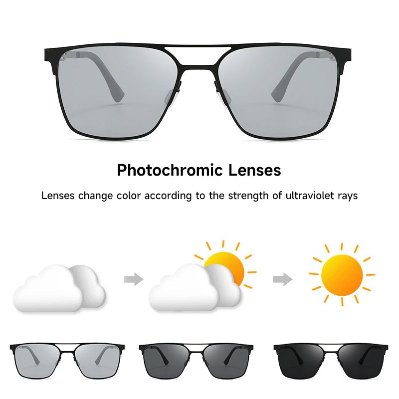 New Photochromic Polarized Sunglasses Man High Quality UV400 Sun Glasses Outdoor Driving Fishing Pilot Eyewear