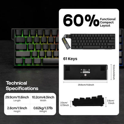 AULA Mini60 HE/Pro/Max 60% Gaming-Tastatur mit Magnetschaltern, RGB, Tri-Mode, mechanische Tastatur, 8000Hz, 0.01mmRT, für E-Sports, Geschenke