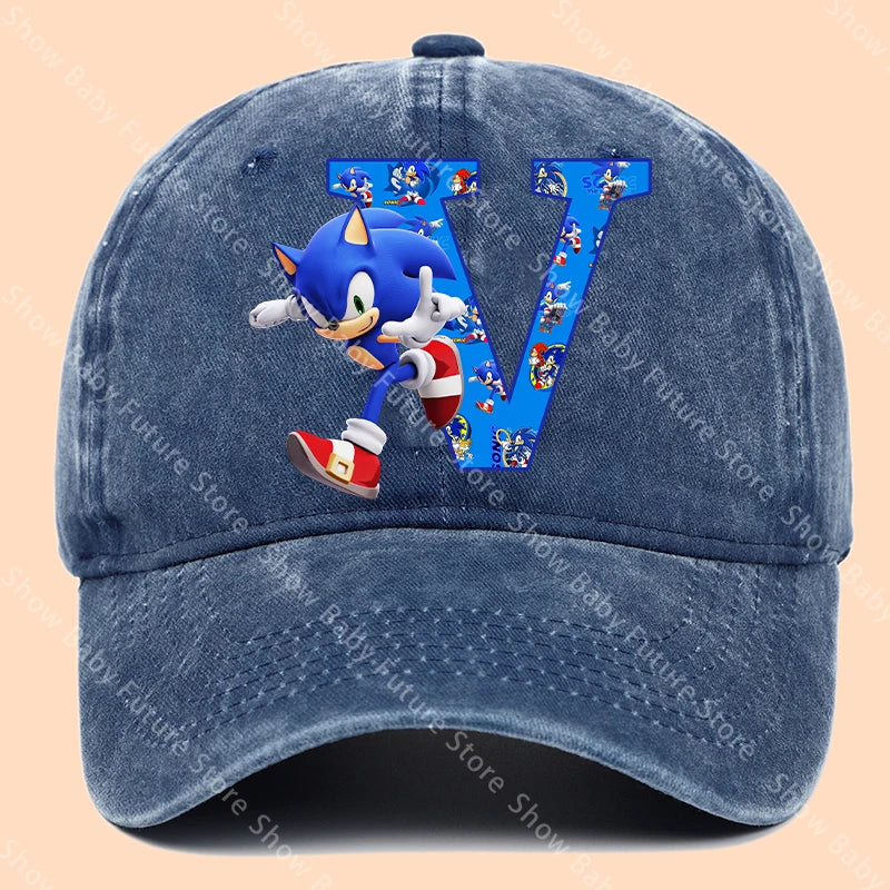 New Cartoon Cute Retro Baseball Caps Sonics Letter Man Boys Hat Hip Hop Breathable Mesh Hats Cute Anime Sunbonnet Birthday Gifts