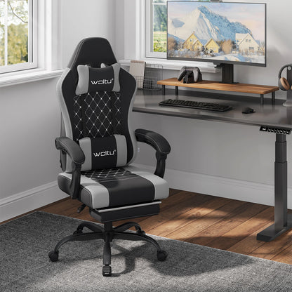 Sedia da ufficio girevole WOLTU con funzione massaggio, poltrona ergonomica con cuscino e poggiapiedi, sedia gaming regolabile in altezza