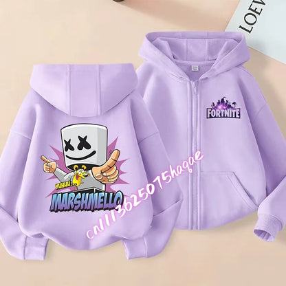 Neue Fortnite-Kapuzenjacke für Kinder im Herbst, mit Cartoon-Spielcharakter-Print, Reißverschluss, Winterjacke für Jungen