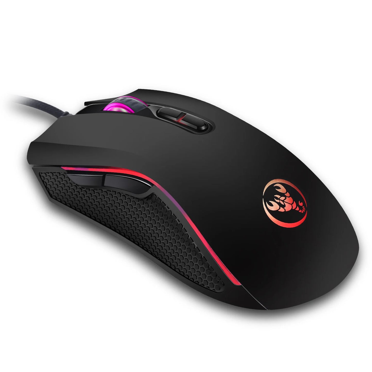 Rato gaming óptico profissional topo de gama com retroiluminação LED em 7 cores vivas e design ergonómico, 3200 DPI, para gamers de LOL e CS