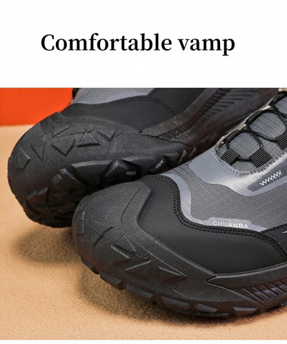 Rotary Buckle Men's Trekking Sneakers Outdoor Platform Hiking Shoes Men Sports Shoes Comfortable Non-slip Climbing Walking Shoes
