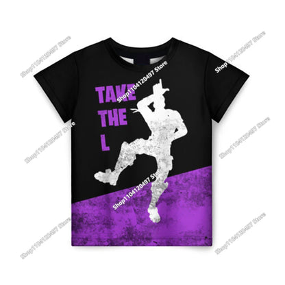T-shirt de Verão para Criança Battle Royale Fortnite Hero Victory 3D — T-shirt para Rapazes, Raparigas e Bebés
