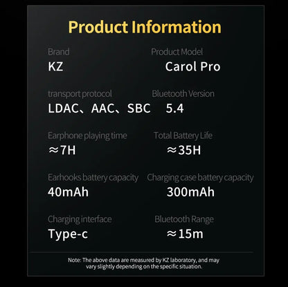 KZ Carol Pro TWS Bluetooth 5.4 Earphone 6 MIC Active Noise Canceling True Wireless In-Ear Earbuds HiFi Game Music Headphone