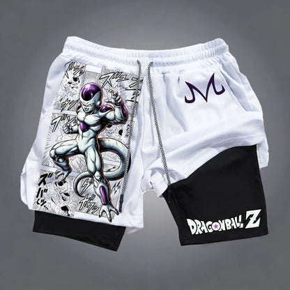Dragon Ball Anime Peripheral GOKU Vegeta Printed Sports Double-layer Shorts 2025 American Men's Summer Loose Breathable Pants