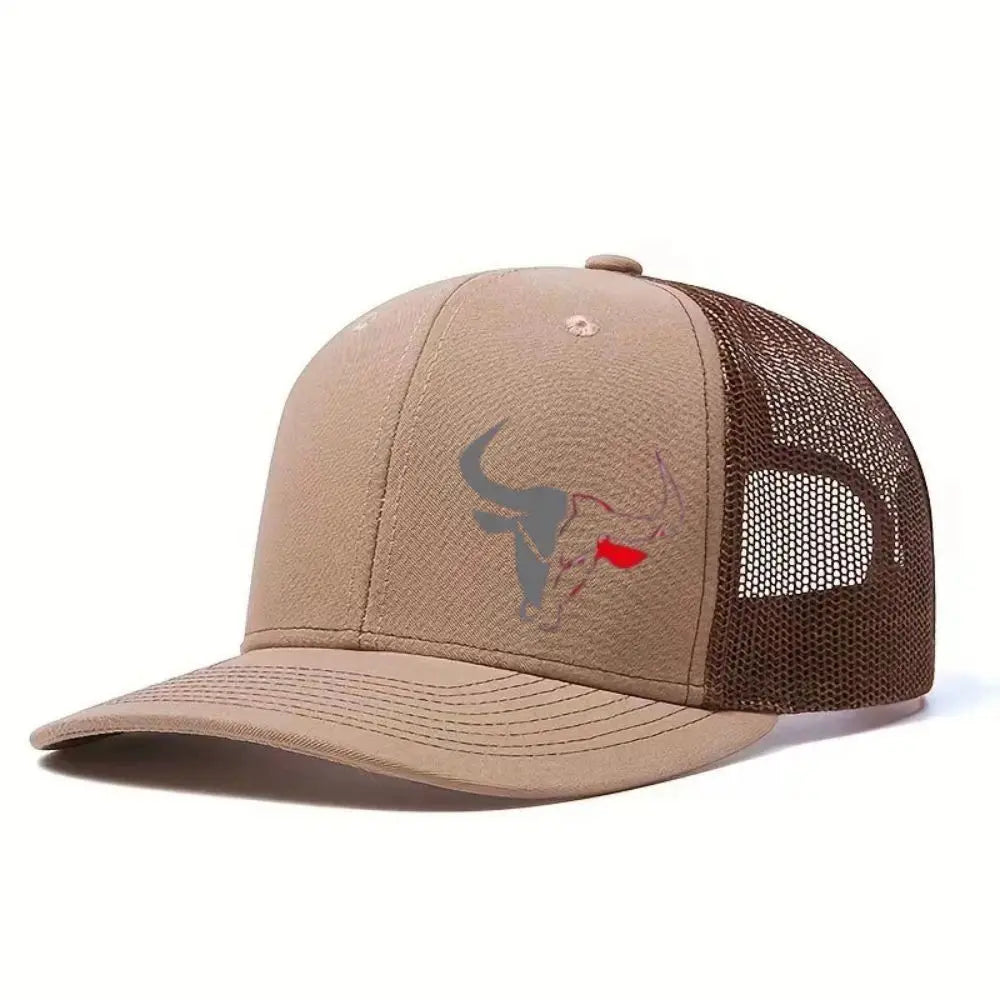 Casual Bull Head Print Summer Baseball Cap Breathable Hip Hop Sports Visor Mesh Adjustable Sun Hats Men Women