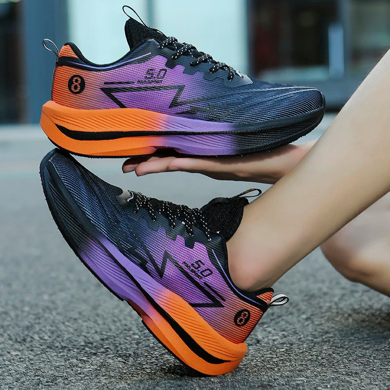 Brand Men's Carbon Plate Running Shoes Soft Cushion Shock Absorbing Sports Shoes Unisex Sneakers Light Anti-Slip Training Shoes