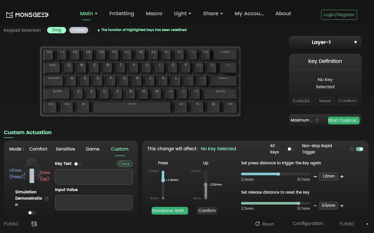 MONSGEEK FUN60 PRO&MAX HE Mechanische Tastatur mit Magnetschaltern, 60% kabellose Gaming-Tastatur, Rapid Trigger, 8K ARGB, Custom-Tastatur