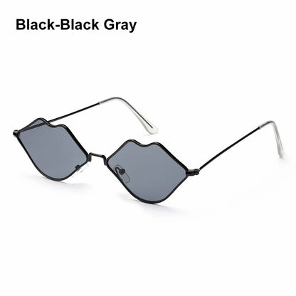 Sexy Red Lips Sunglasses for Men Women Trendy Retro Metal Frame Halloween Party Cosplay Eyewear Fashion Ocean Lens Sun Glasses